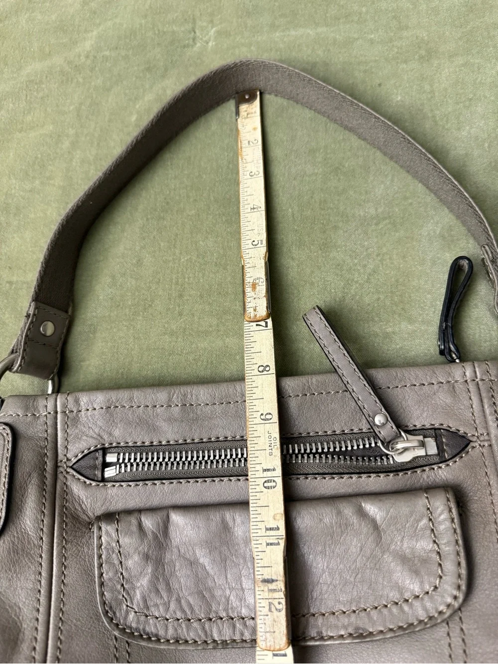 Vintage Fossil Grey Leather Shoulder Bag Purse Carryall #OSP